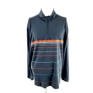 Under‎ Armour Coldgear Infared Gray Orange Striped 1/4 Zip Long Sleeve Large